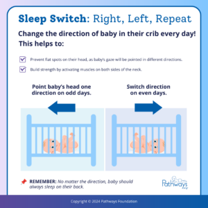 Change direction of baby's head in crib to prevent flat spots and plagiocephaly